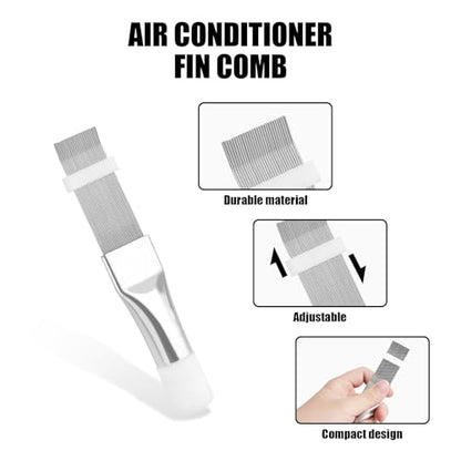 Gosknor 2pcs Air Conditioner Condenser Cleaning Tools, Double-Sided AC Evaporator Coil Fin Cleaning Brush & Stainless Steel AC Fin Comb for HVAC System Refrigerator Evaporator Radiator Condenser
