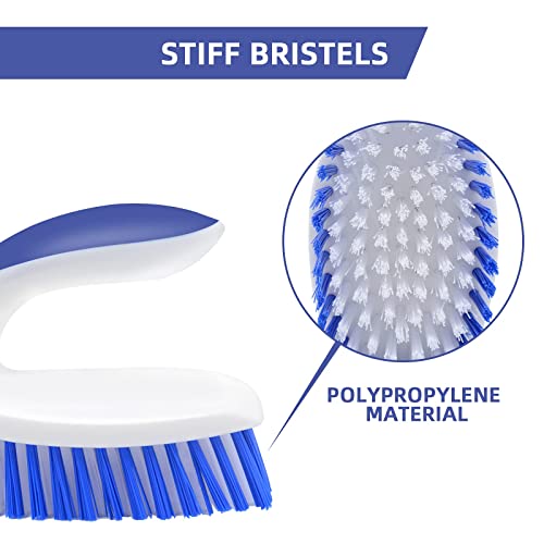 BITOPE 2 Pack Deep Cleaning Brush Set, Scrub Brush with Comfort Grip, Stiff Bristles Cleaner Scrubber for Kitchen, Sink, Bathroom, Shower Floor-Blue&White