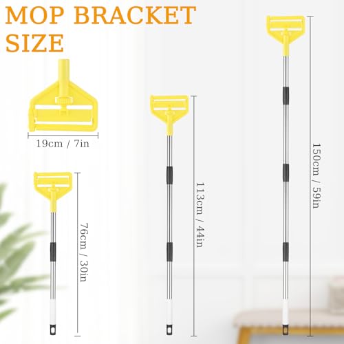 Commercial Heavy Duty Mop Handle - 58" Adjustable Extension Pole Mop Handle Replacement, Wet Mops Head Replacement Holder for Professional/Industrial Floor Cleaning (Yellow)
