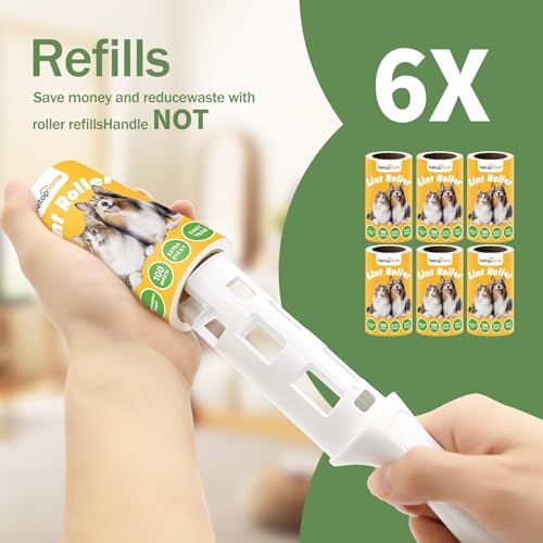 Lint Roller Refills Only, 600 Sheets Lint Rollers with Tough Paper, Ideal for Dog and Cat Hair Removal, Lint Rollers Mega Value Set for Clothes, Carpet & Dust Cleaning - size: 600S-Refills
