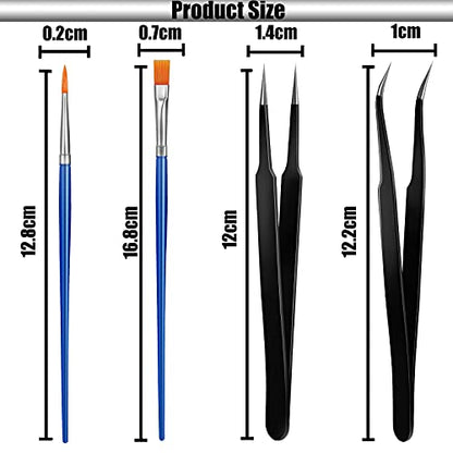 Minatee 9 Pcs Keyboard Lube Switch Puller Kit Ic Extractor, Key Cap Puller, Elbow Tweezers, Pointed Tweezers, Flat Head Fine & Head Grease Brush Compatible with Switches for Modding and Maintenance