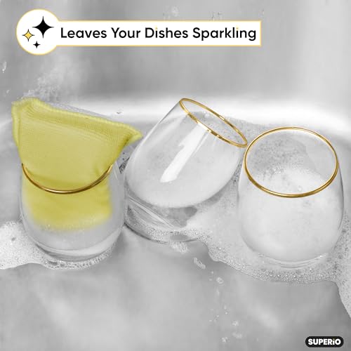 Microfiber Non-Scratch Dish & Kitchen Scrubber Heavy-Duty Household Cleaning Sponges, Multi-Purpose Cleaning Supplies for Dishes and Kitchens Pack of 3 - color: Yellow, size: 3-pack