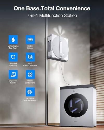 ECOVACS WINBOT W3 Omni Robot Window Cleaner with Auto-Clean & Multi-Functional Station, Win-SLAM 5.0 Smart Navigation, Intelligent Cleaning with Triple Spray System, 12-Level Protection - size: W3 OMNI
