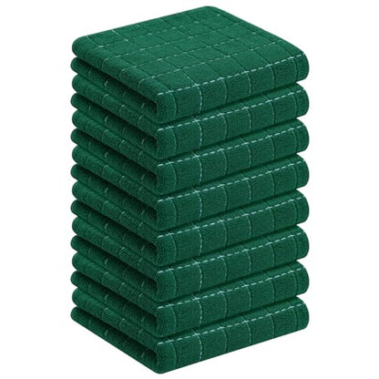Homaxy 100% Cotton Terry Kitchen Towels(Dark Green, 13 x 28 inches), Checkered Designed, Soft and Super Absorbent Dish Towels, 8 Pack - color: Dark Green, size: 13 X 28 - 8 Pack