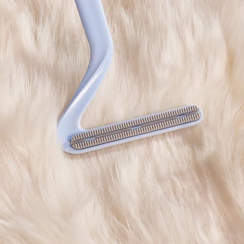 Double-Sided Carpet Scraper Pet Hair Remover Carpet Rake Cat Dog Hair Remover for Couch Rug Furniture Car Plus Pet Comb Brush (Blue) - color: Blue