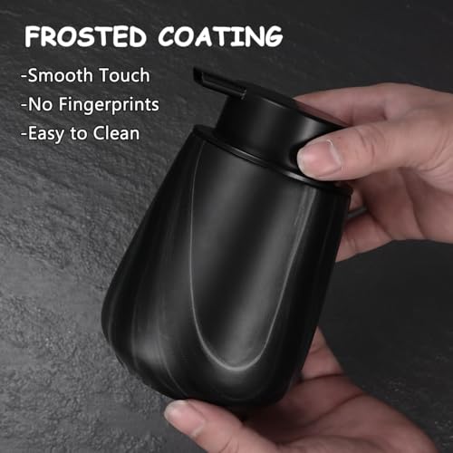 12Oz Ceramic Liquid Soap Dispenser - Modern Lotion Hand Soap Dispenser with Easy-to-Press Black Pump, Reusable and Refillable Dish Soap Dispensers for Bathroom & Kitchen, Marble Black - color: Marble Black, style: Liquid Pump