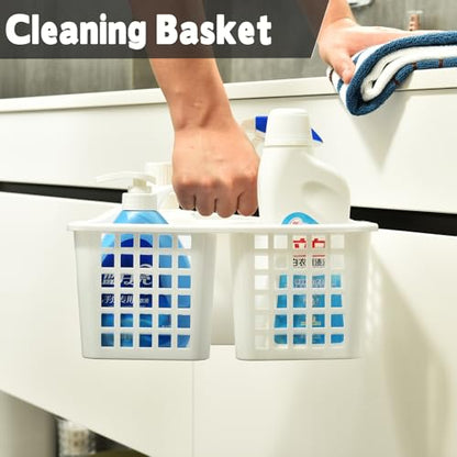 Haundry 3 Compartments Plastic Shower Caddy Basket, Portable Divided Cleaning Supply Storage Organizer with Handle (White) - color: A Style-White
