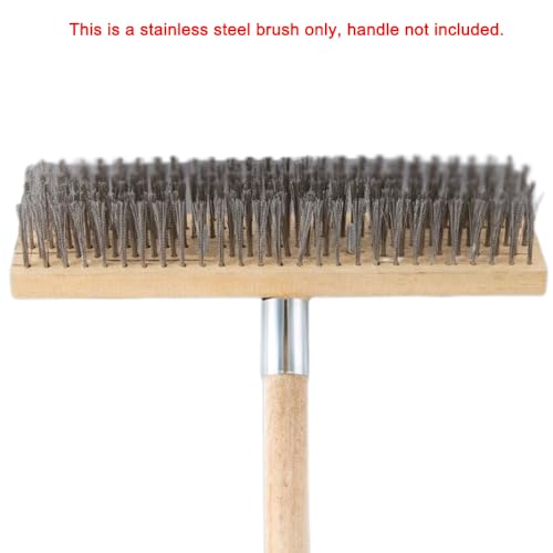 Stainless Steel Wire Scrub Brush for Deck, Concrete, Patio Floor Cleaning, Heavy Duty Bristle Scrubber Broom for Moss Removal(50cm/19.68in) - size: 50cm/19.68in