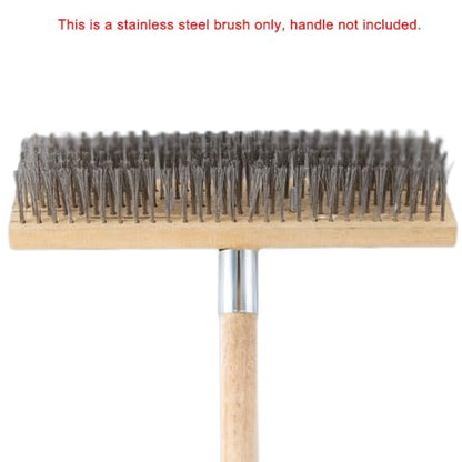 Stainless Steel Wire Scrub Brush for Deck, Concrete, Patio Floor Cleaning, Heavy Duty Bristle Scrubber Broom for Moss Removal(50cm/19.68in) - size: 50cm/19.68in