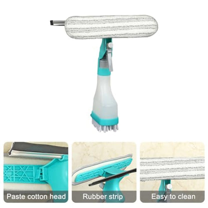 4 in 1 Window Cleaning Kit, Professional Window Vacuum Squeegee with Spray Bottle, Window Cleaner Brush Tools for Shower Wall Mirror Glass Car Windshield Countertop