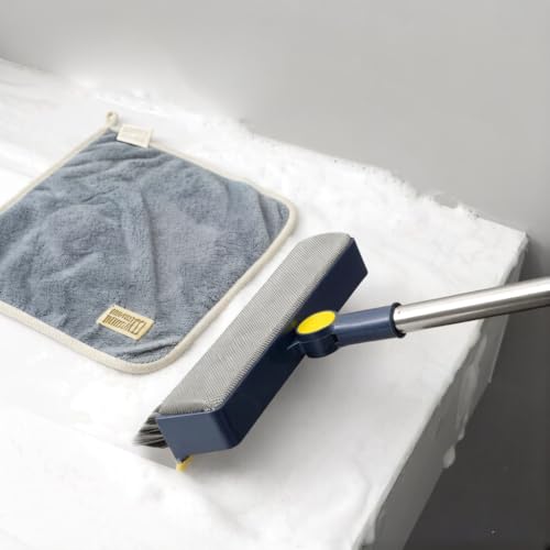 2-in-1 Window Screen Cleaning Brush with Microfiber Towel, Double-Sided Mesh Cleaner Tool for Screens, Patio, Porch, Door & Window, Dry & Wet Use Handheld Screen Brush - color: Black