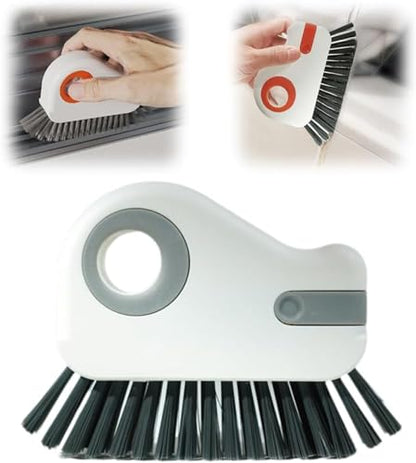 2 in 1 Groove Cleaning Brush for Window Tracks & Sliding Door Tracks, Hard Bristle Scrubber with Hidden Scraper for Window Sills, Window Seals, and Narrow Crevices (Gray) - color: Gray