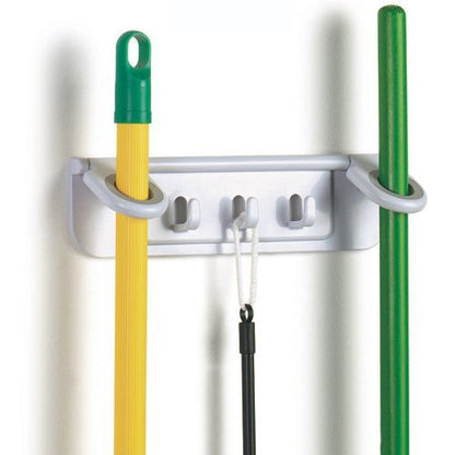 Spectrum Diversified Mop and Broom Holder and Organizer, White