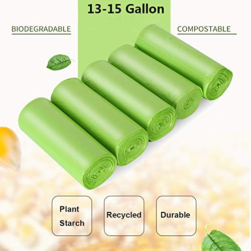 13-15 Gallon Trash Bags Plant Based Garbage Bags Recycling Unscented Tall Kitchen Trash Bags for Kitchen, Yard, Lawn,Office(75 Counts, Green) - style: 13 Gallon