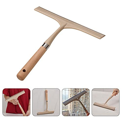 Car Tools Plastic Squeegees with Wooden Handle Streak- Handheld Squeegee Cleaner Wiper Cleaning Tool for Washing Bathroom Floor Glass Windshield Limpiador De Pisos