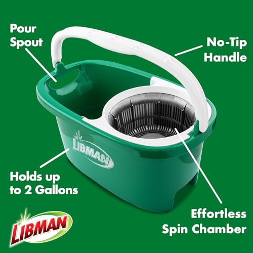 Libman Tornado Spin Mop System with 2 Refill Heads, Microfiber Spinning Mop and Bucket with Wringer Set for Home, Floor Cleaning of Hard-Wood, Laminate, Tile, All Surface Cleaner, 3 Total Mop Heads - style: Spin Mop Plus 2 Refills