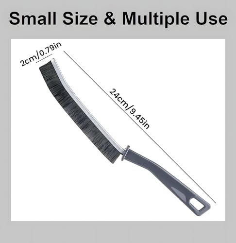 Hard Bristle Crevice Cleaning Brush, Long Handle Ergonomic Grout Scrub Tool, Thin Gap Cleaner for Bathroom Tile, Window Tracks, Kitchen Sink, Corners & Household Deep Cleaning Brush Tool