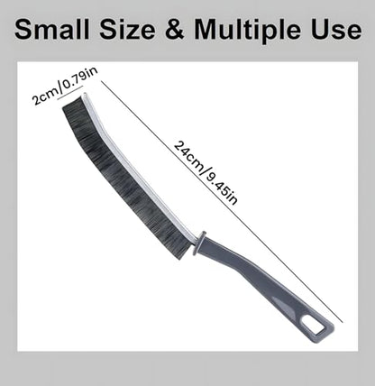 Hard Bristle Crevice Cleaning Brush, Long Handle Ergonomic Grout Scrub Tool, Thin Gap Cleaner for Bathroom Tile, Window Tracks, Kitchen Sink, Corners & Household Deep Cleaning Brush Tool