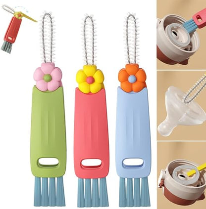 3 in 1 Cup Lid Cleaning Brush, 2025 Multifunctional Crevice Cleaning Brush for Bottle Gap Tight Spaces Cup, Cup Lid Gap Cleaning Brushes Set for All Kinds of Cups and Bottles (3Pcs) - color: 3pcs