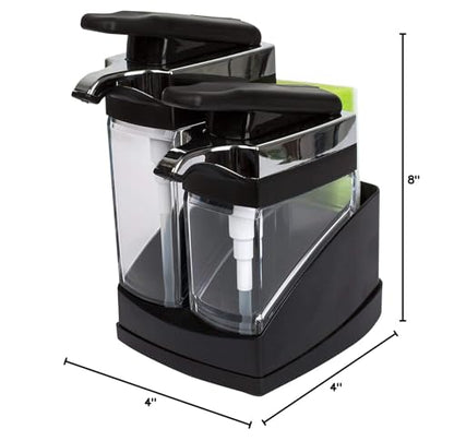 Casabella Sink Sider Duo Soap Dispensers with Sponge, Black and Chrome Plating - color: Black