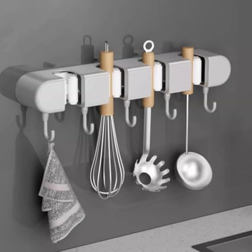 Wall Mounted Mop and Broom Holder, 4 Racks And 5 Hooks Vacuum Suction Cup Mop Holder, Stainless Steel & ABS Organizer for Kitchen, Bathroom, Garage, Laundry Room (Black) - color: Black