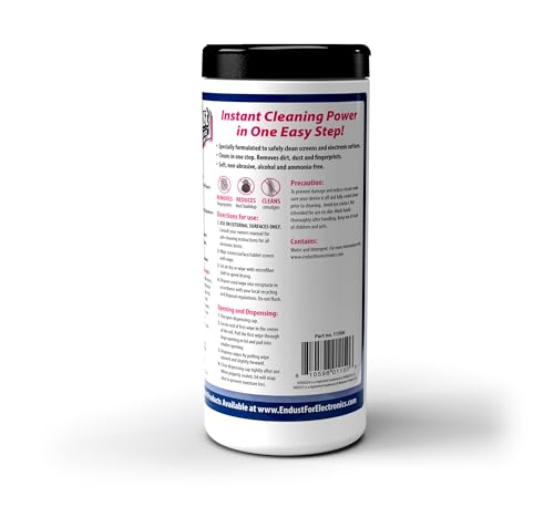 Endust For Electronics; Cleaning Wipes for Screens & Electronics Surfaces; Pre-Moistened, Alcohol & Ammonia Free, 140 Count (Pack of 2) - size: 70 Count (Pack of 2)