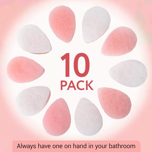IMPRESA Dual-Sided Facial Scrub Pads - Exfoliating Face Sponges - Made in USA Face Exfoliation Sponge - Deep Cleansing & Makeup Removal Scrub Pads - Pack of 10 - color: Peach/ White, size: Thick