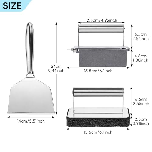 XUDAKAIXIN Premium Griddle Cleaning Kit for Blackstone, Flat Top Grill Cleaning Kit with Grill Brick, Scouring Pads & Scraper – Easy to Remove Grease and Residue