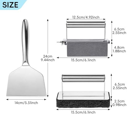 XUDAKAIXIN Premium Griddle Cleaning Kit for Blackstone, Flat Top Grill Cleaning Kit with Grill Brick, Scouring Pads & Scraper – Easy to Remove Grease and Residue