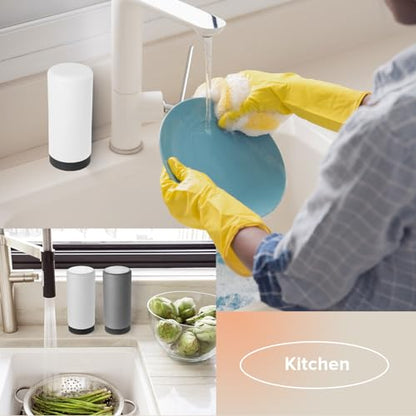ElmRidge Dish Soap Silicone Dispenser for Kitchen Sink,Squeeze Washing Up Liquid and Hand Soap,Round refillable Silicone Bottles,Easy to Fill and to use, 8.5 oz,Black 2.4 x 2.4 x 5.5 inches (White) - color: White