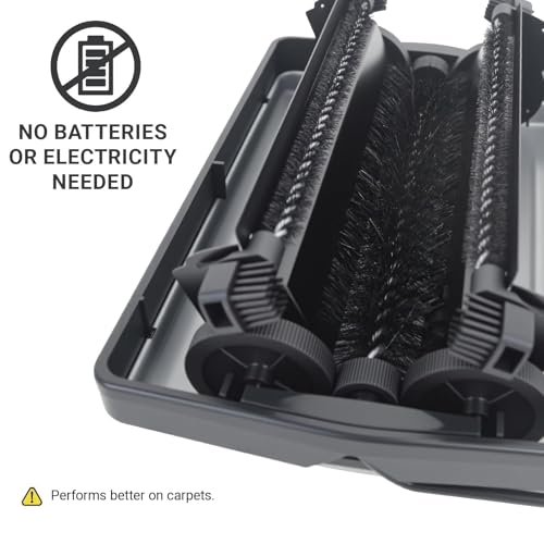 EZ SPARES Quiet Carpet Sweeper,Floor Sweeper with Pig-Bristles,Suitable for Carpet Cleaning Power,Roller Brush Strong,Bristle Sweeper,Great for House,Office,Kitchen,Carpet(Silver) - color: Silver