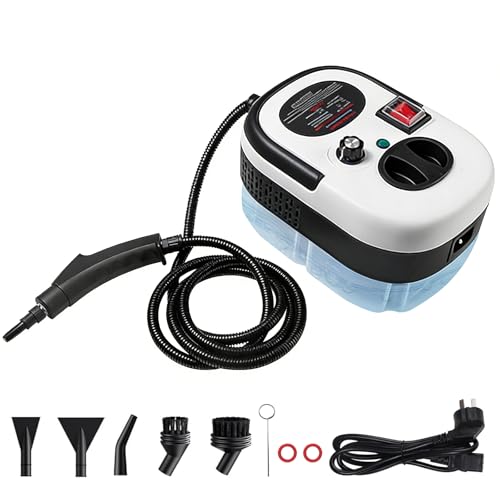 Mixoo Steam Cleaner, 6-Level Adjustable Handle, 15s Heat-Up, 1.08 Quarts Tank, Portable Steamer for Cleaning with 8 pcs Accessories for Home Dirt, Grease, Grout, Tile,Floor, Car (White Black, 1200ML)
