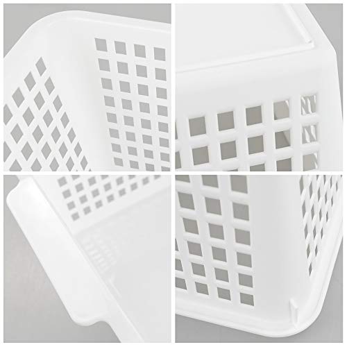 3-pack Plastic Organizer Bins, Large Storage Basket Bins - color: White