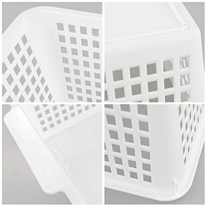 3-pack Plastic Organizer Bins, Large Storage Basket Bins - color: White