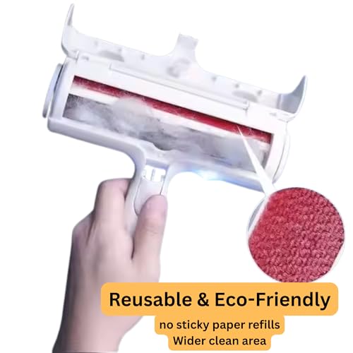 Pet Hair Remover Roller – Reusable Lint Roller for Dog & Cat Hair with Self-Cleaning Base – White