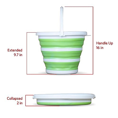 Pine-Sol Collapsible Bucket 2.6 Gallon - Multipurpose Foldable Pail for Cleaning, Car Wash, Outdoor, and Camping - Portable Round Plastic Tub with Handle