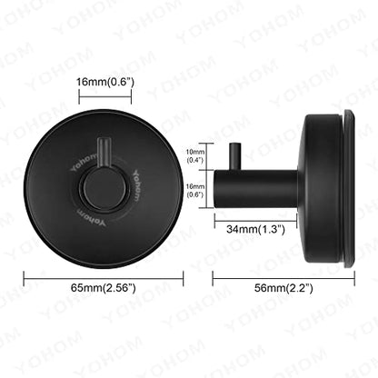 YOHOM Suction Cup Hooks Shower Towel Holder Stainless Steel Vacuum Bathroom Shower Hook Suction Towel Rack Kitchen Organizer for Bathrobe Loofah Matte Black 2Pcs - color: 2 Matte Black