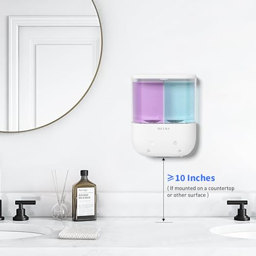 Secura Brands Touchless Wall Mounted Dual Automatic Soap Dispenser – 2 x 17 fl oz. Chambers Rechargeable Liquid Soap Dispenser Prefect for Bathroom & Kitchen (White)