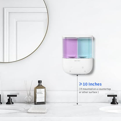 Secura Brands Touchless Wall Mounted Dual Automatic Soap Dispenser – 2 x 17 fl oz. Chambers Rechargeable Liquid Soap Dispenser Prefect for Bathroom & Kitchen (White)