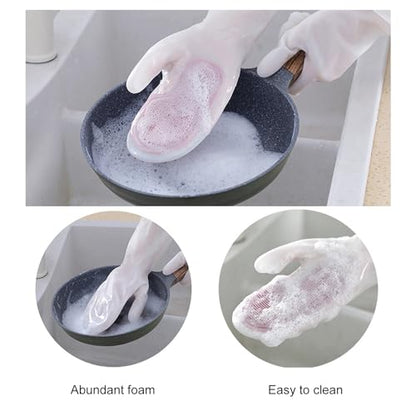 1 Pair Magic Scrubber Gloves, Latex Waterproof Kitchen Gloves for Dish Washing & Laundry, Multi-Purpose Reusable Scrub Mitts