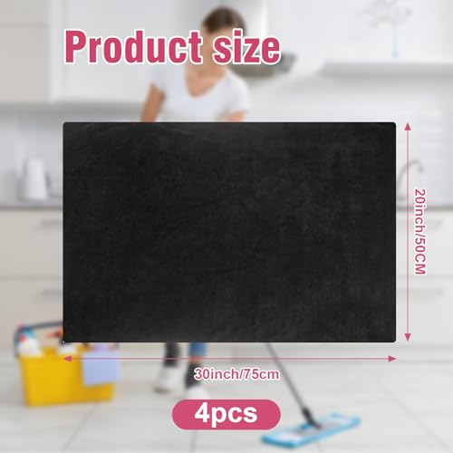 4 Pcs Extra Large Microfiber Cleaning Cloth 30 x 20 Inch Reusable Thick Cleaning Towel Washable Solid Color Microfiber Towel for Home Office Window Cars Glass (Black) - color: Black