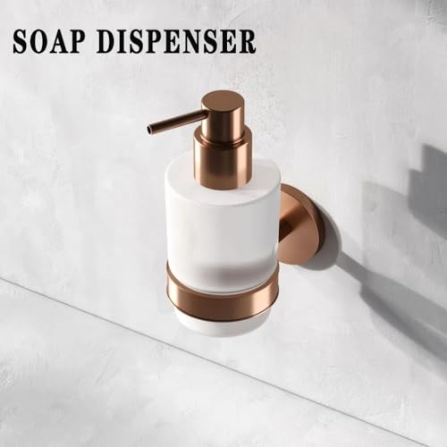 Soap Dispenser, Zinc Alloy + Frosted Glass Soap Dispenser Set with Pump,Wall Mounted Bath Accessories for Bathroom and Kitchen,Rose Gold - color: Rose Gold