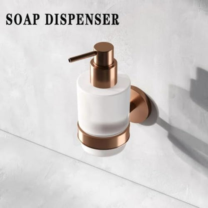 Soap Dispenser, Zinc Alloy + Frosted Glass Soap Dispenser Set with Pump,Wall Mounted Bath Accessories for Bathroom and Kitchen,Rose Gold - color: Rose Gold