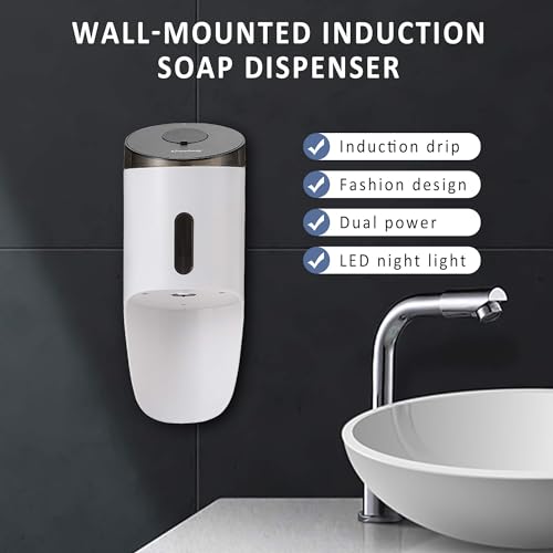 Wall Mounted Automatic Soap DispenserTouchless and Smart Electric Dispenser for Wall,Suitable for Public Places, Hotels and airports (White) - color: White