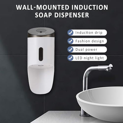 Wall Mounted Automatic Soap DispenserTouchless and Smart Electric Dispenser for Wall,Suitable for Public Places, Hotels and airports (White) - color: White