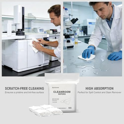 Cleanroom Wipers 4"x4"(400 Pcs, 100% Polyester, Class 100, 120GSM) Double Knit 100% Lint Free Cloths with Ultra-fine Filaments, Laser Sealed Edge Ultra-Soft Wipers - size: 4"x4" (Pack of 400)