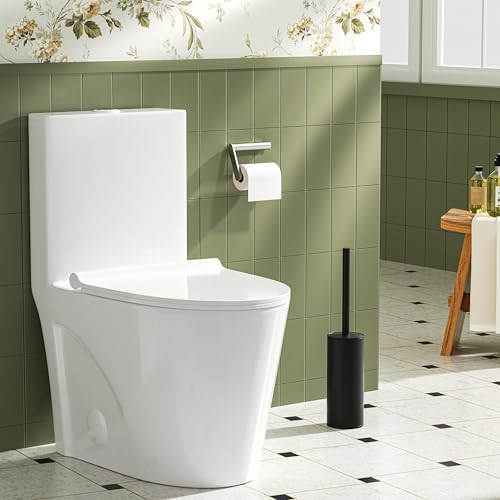 Toilet Brush and Holder Set, Toilet Bowl Brush with Heavy Duty 304 Stainless Steel Base and Extra Long Handle, Toilet Bowl Cleaners Brush for Bathroom (Matte Black) - color: Matte Black