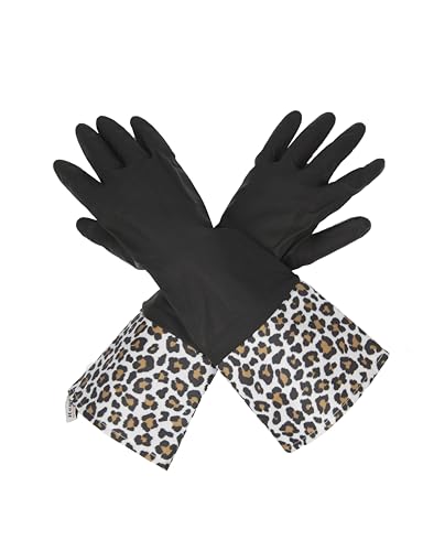 GLOVELY HANDS Rubber Cleaning Gloves – Water-Resistant Latex Dishwashing Gloves with Soft Cotton-Feel Lining, Non-Slip Grip, Long Cuff, Durable Household Kitchen Cleaning Medium (1 PAIR)