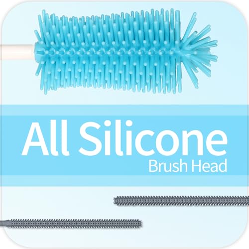 Silicone Cleaning Brush Kit - Water Bottle Brush with Long Handle Heavy Duty Straw Cleaner Brush, 4 in 1 Multipurpose Cup Cleaner Kit for Thermos, Sport Bottles, Coffee Mugs - size: Medium