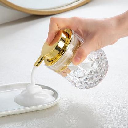 Foaming Soap Dispenser, Bathroom Hand Foam Soap Dispensers for Gold Pump,Glass Refillable Dish Soap Dispenser,Modern Home Soap Dispenser for Bathroom,Kitchen(Clear/Gold Poam Pump) - color: Gold Pump-foam